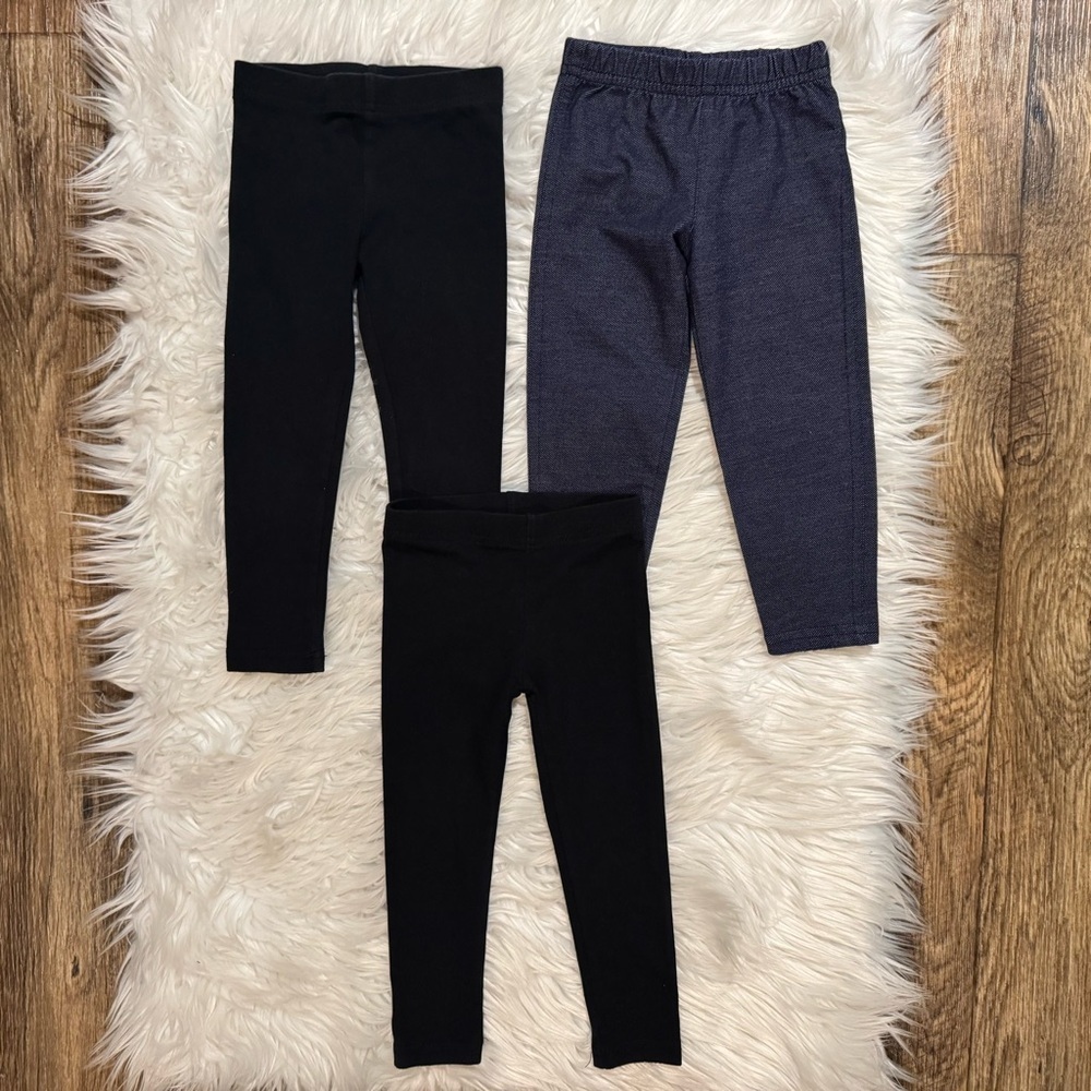 Carter’s Toddler Girl Leggings Lot of 3 Black & Denim Jeggings Size 2T